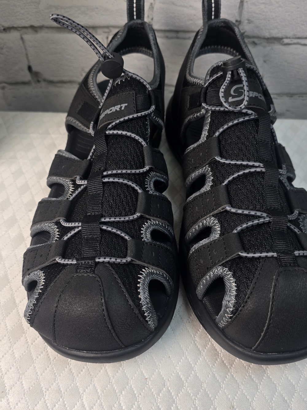 S SPORT BY SKECHERS MIZZA CLOSED TOE HIKING SANDALS BLACK MENS 11 EUC - Picture 4 of 8